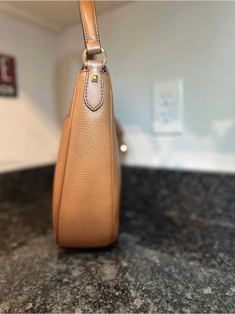 Michael Kors Tan Pebbled Leather Shoulder  Bag- DOVER - Picture 3 of 5